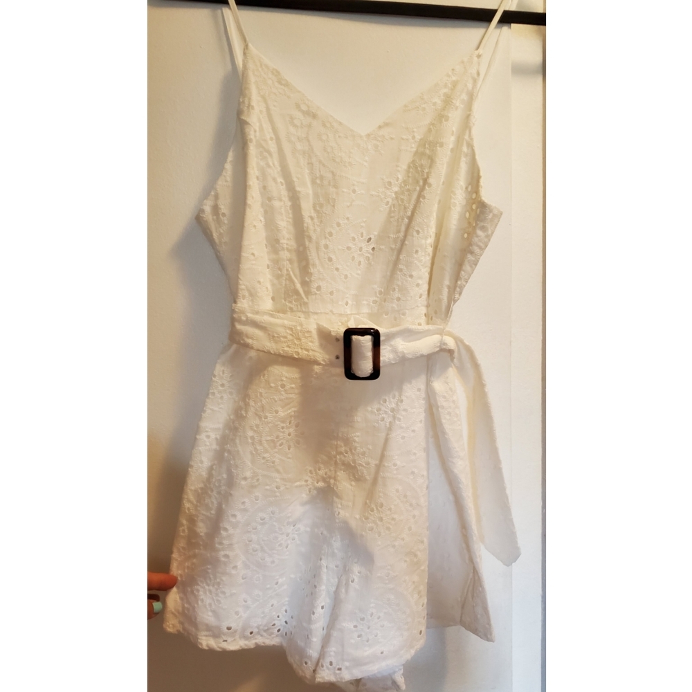 Belted White Romper